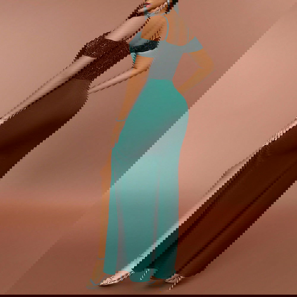 Hanging Sequin Stitching Slimming Strap Bridesmaid Dress Dress