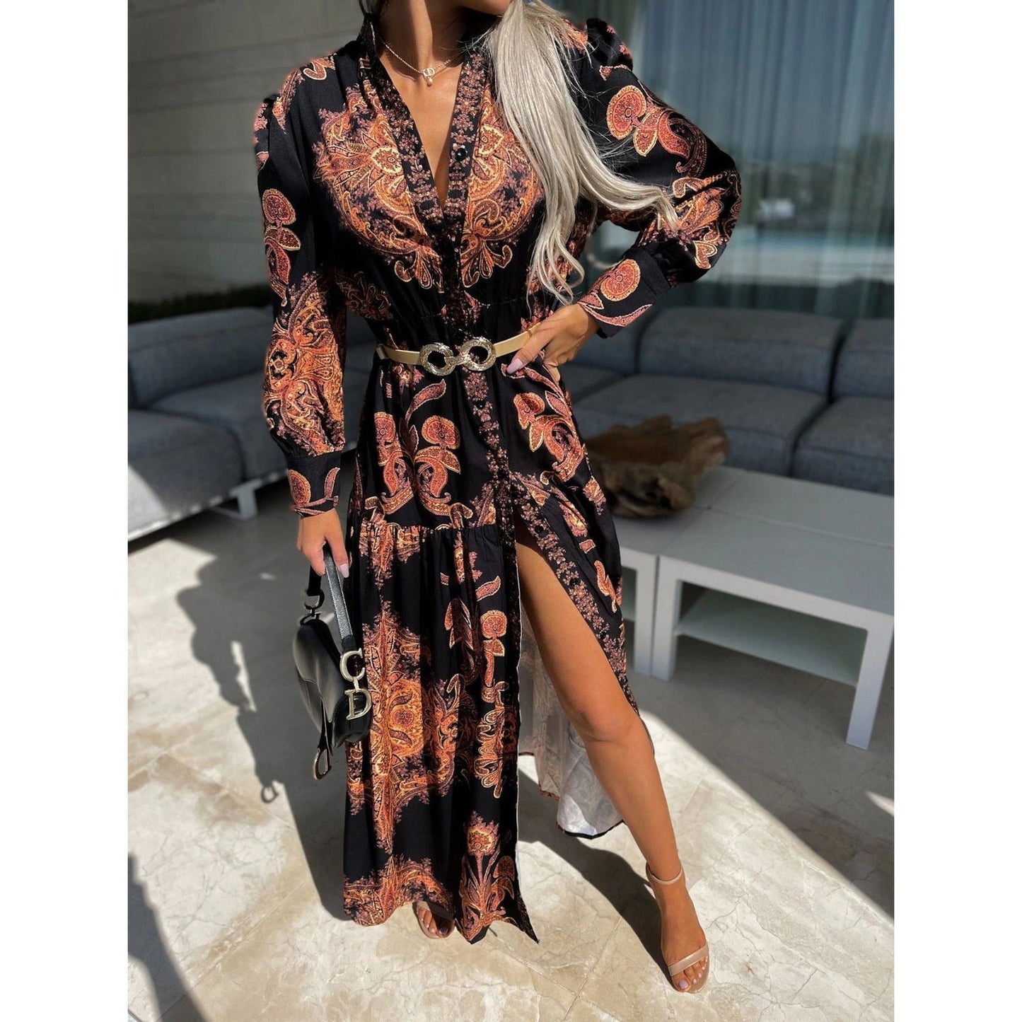 Bohemian Casual Maxi Dress Loose Vacation Dress