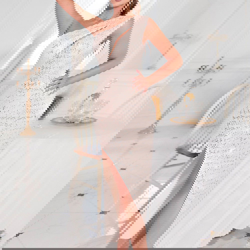 Sequin Slim Dress Asymmetric One Shoulder Party Dress