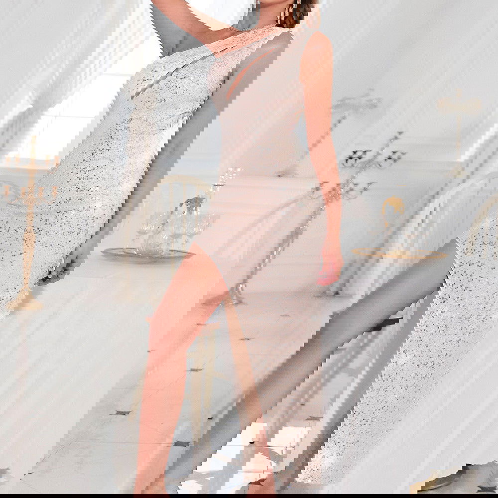 Sequin Slim Dress Asymmetric One Shoulder Party Dress