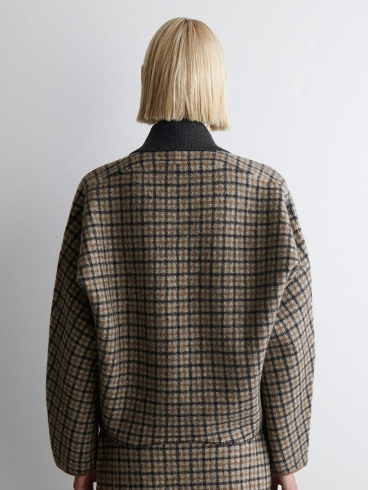 Micro-Check Wool Blend Jacket