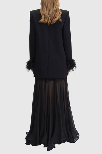 Strara Diamond Buttoned Feather Blazer