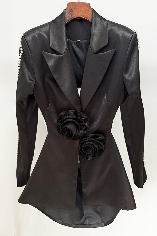 Tanith Floral Pearl Backless Blazer Set