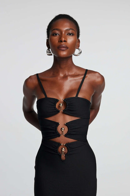 TessaCutout Spaghetti Maxi Dress