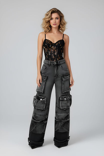 Floral Print Embroidery Bustier Corset Slip Sleeveless Bodysuit