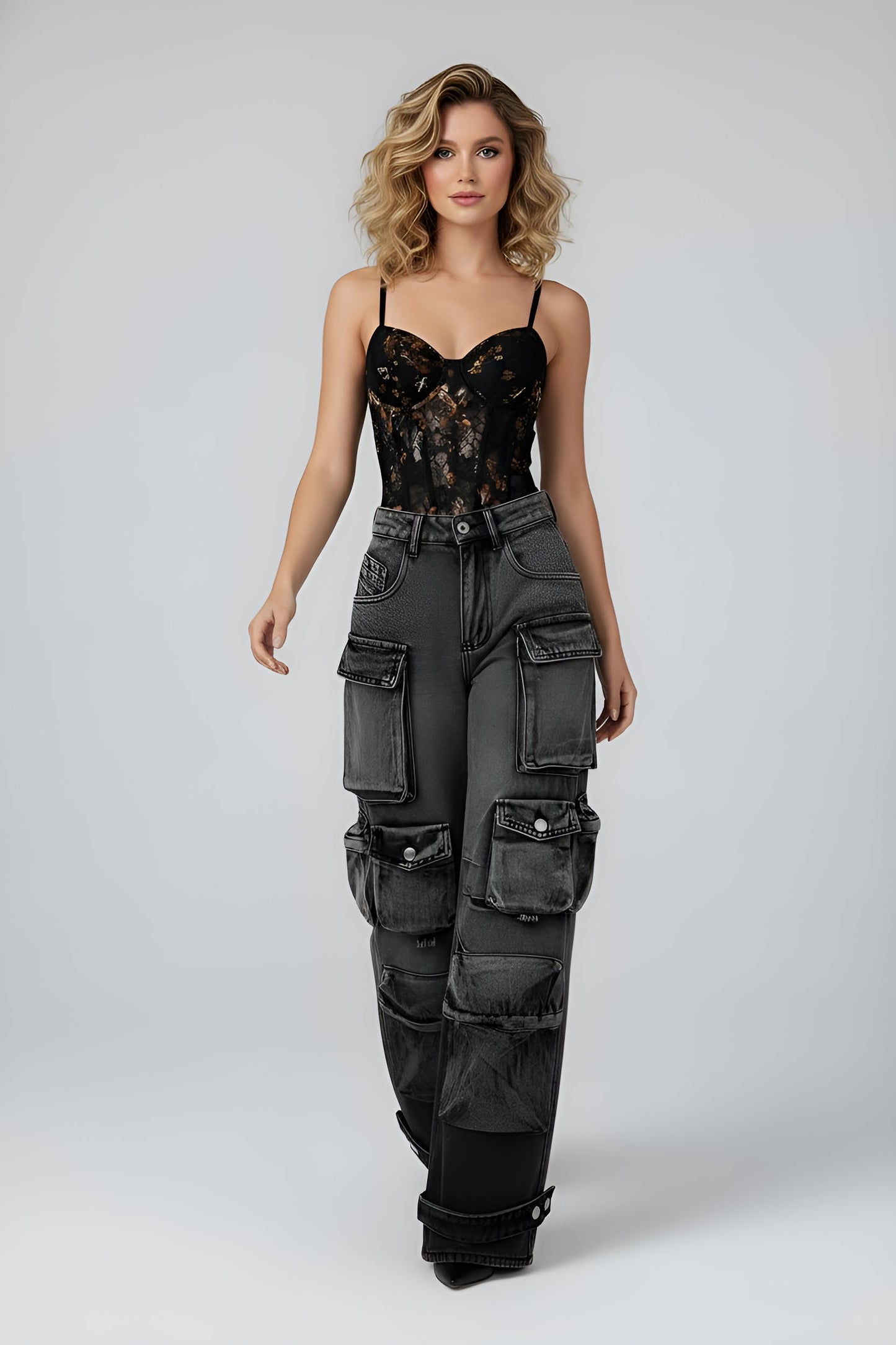 Floral Print Embroidery Bustier Corset Slip Sleeveless Bodysuit