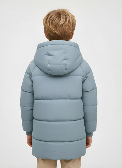 Hooded Jacket Medium Length Warm Zip Up Coat Winter