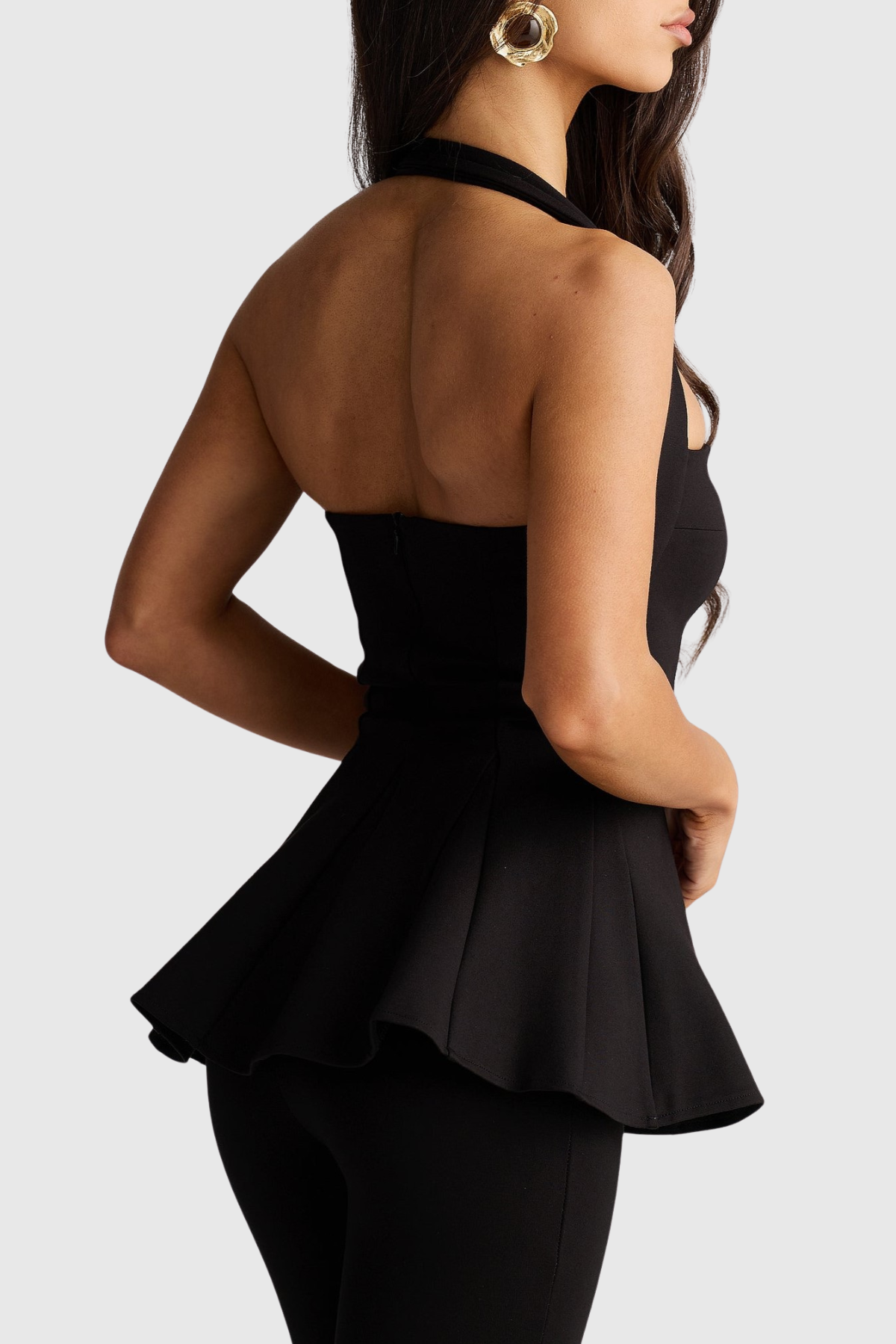 Trina Halterneck Lace Skirt Set - Black