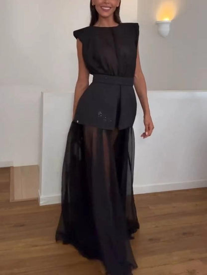 Sheer Mesh Maxi Dress