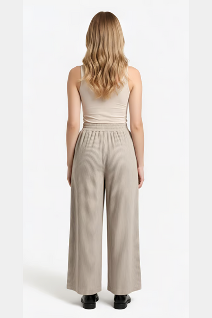 Solid Ruched Wide Leg Pants