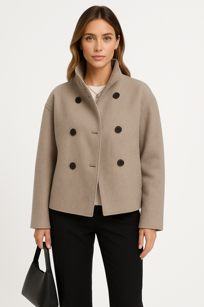 Wool Blend Short Coat | Double Breasted | Structured Fit