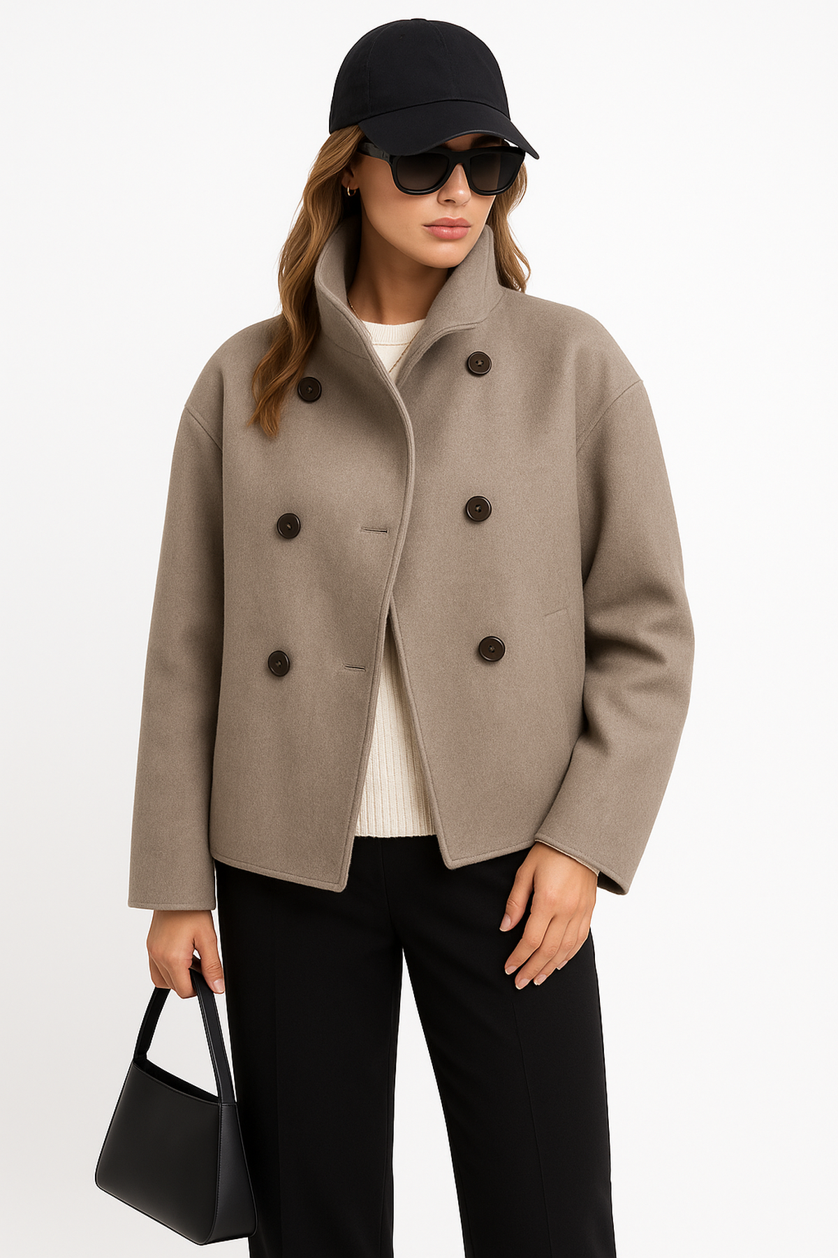 Wool Blend Short Coat | Double Breasted | Structured Fit