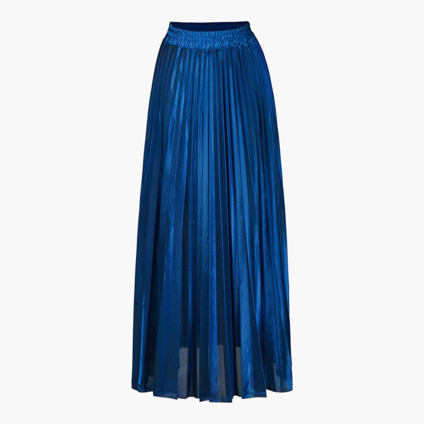 Étoile Pleated Maxi Skirt | High Waist Metallic Fluid Silhouette Finish