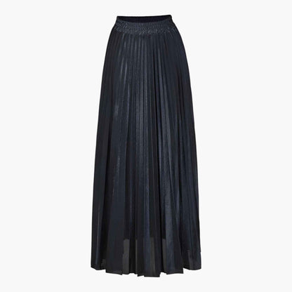 Étoile Pleated Maxi Skirt | High Waist Metallic Finish Fluid Silhouette