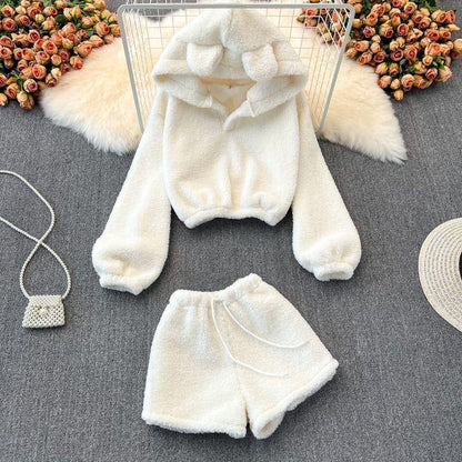 White Bear Ears Hoodie & Short Set