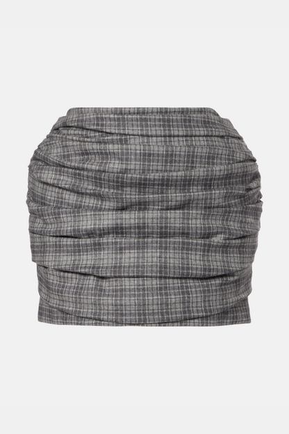 Wilka Plaid Ruched Mini Skirt