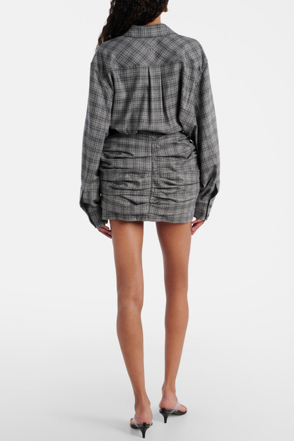 Wilka Plaid Ruched Mini Skirt