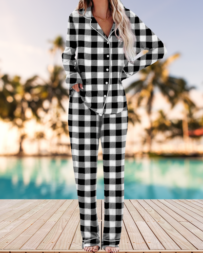 Women's Pajama Sets Long Sleeve Button Down Sleepwear Nightwear Soft Pj's Lounge Sets