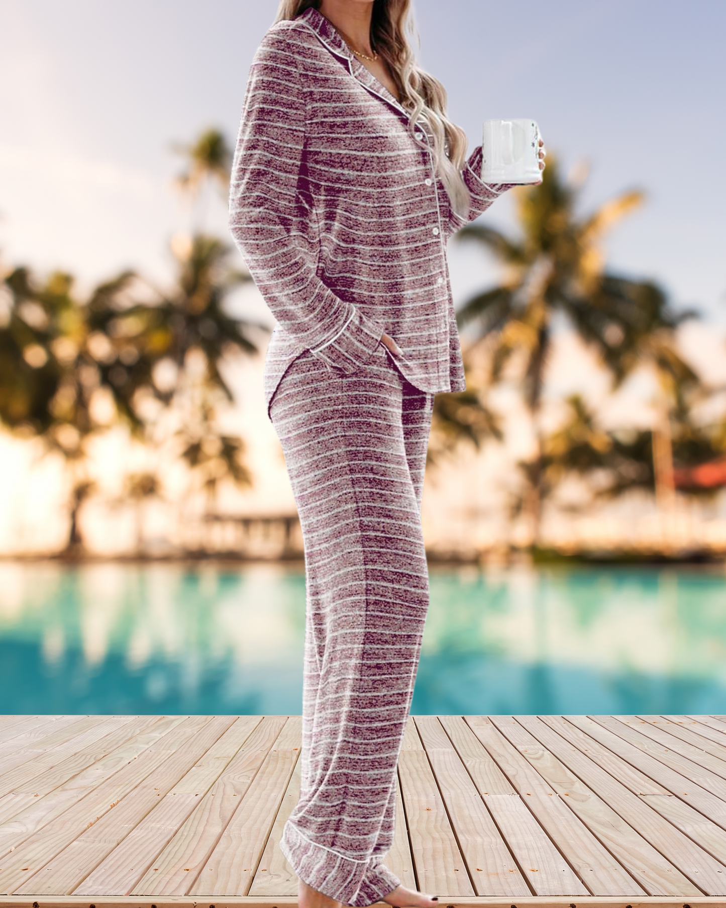 Women's Pajama Sets Long Sleeve Button Down Sleepwear Nightwear Soft Pj's Lounge Sets