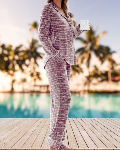 Women's Pajama Sets Long Sleeve Button Down Sleepwear Nightwear Soft Pj's Lounge Sets