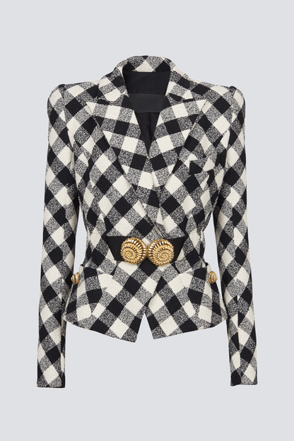 Wyatt Gingham Button Blazer