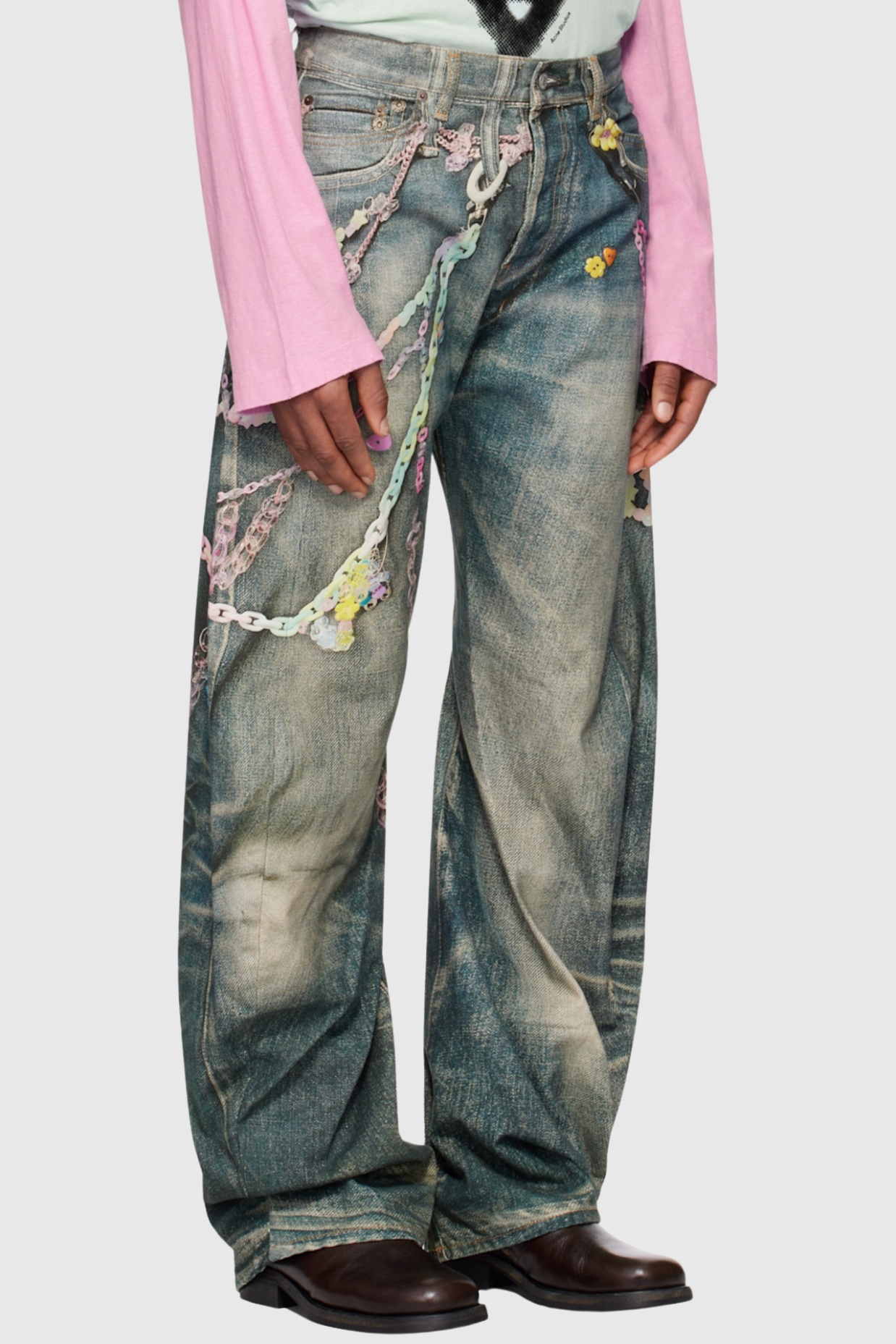Yenpha Chain Print Wide Jeans