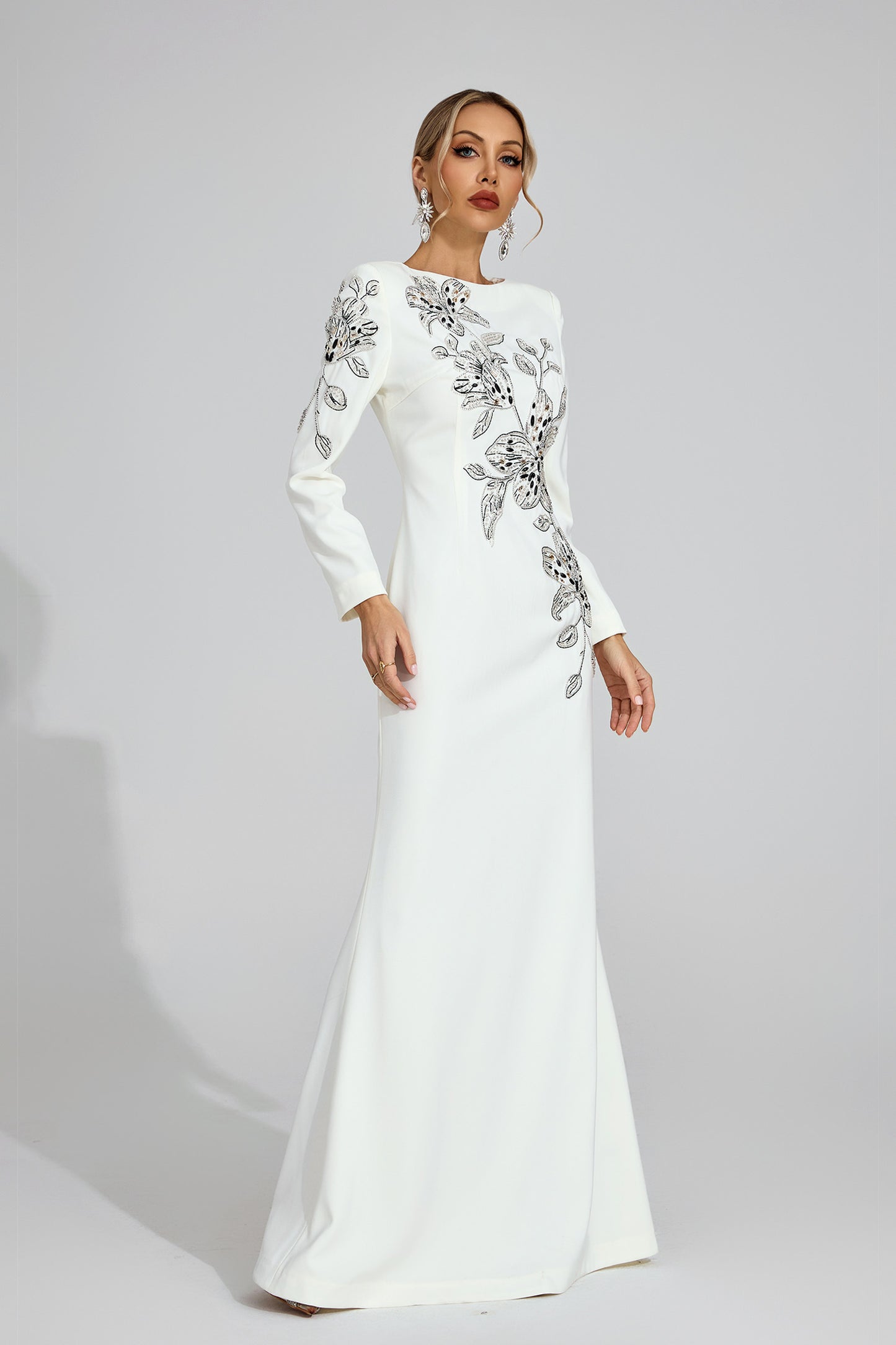 Yseult White Embroidered Maxi Dress