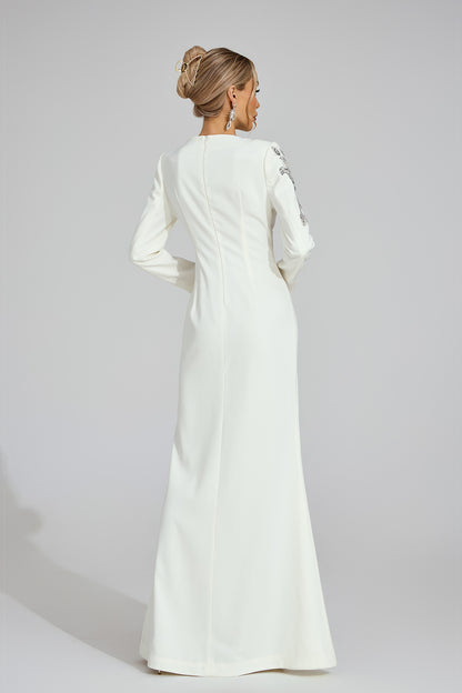Yseult White Embroidered Maxi Dress