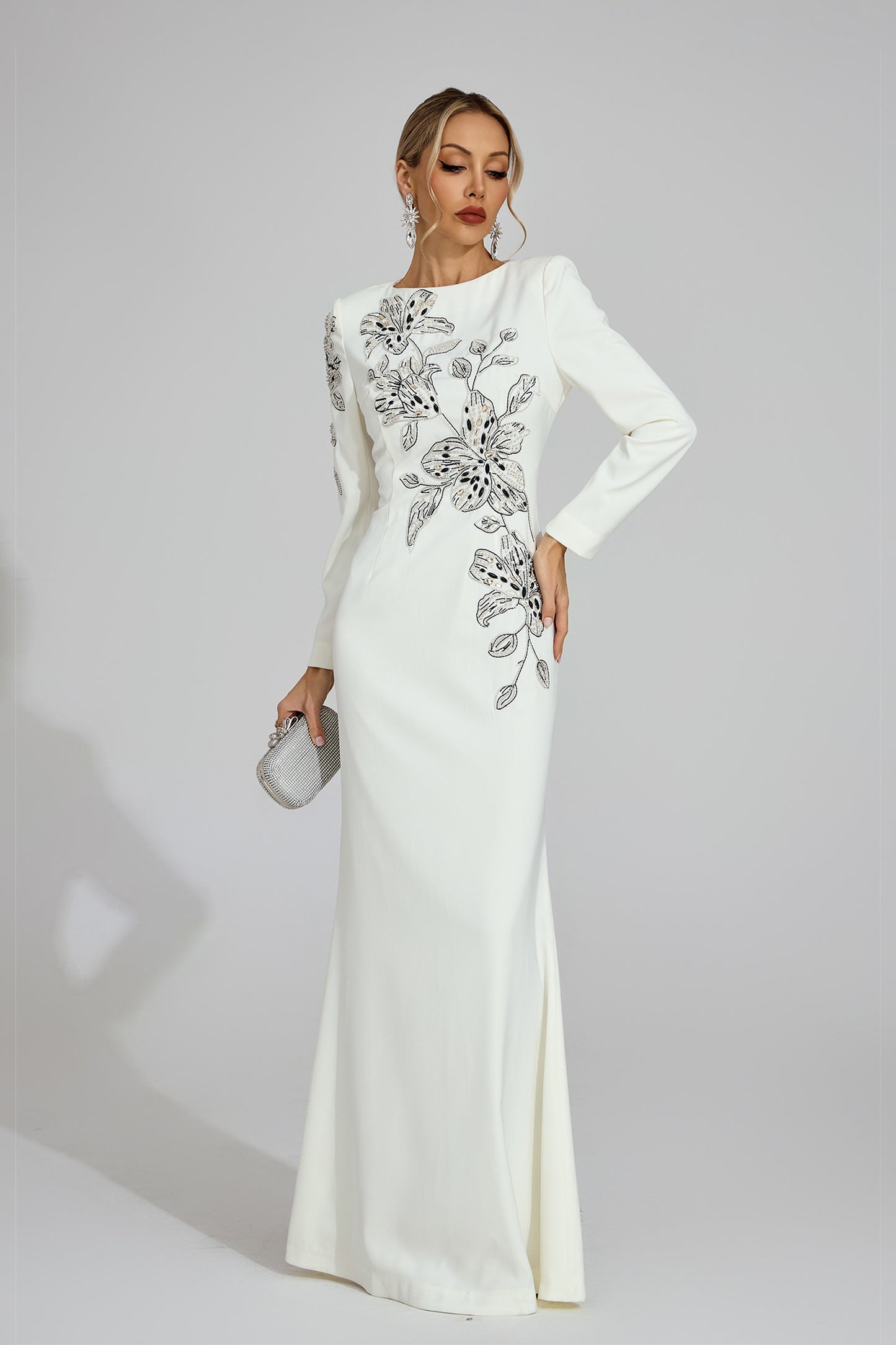 Yseult White Embroidered Maxi Dress