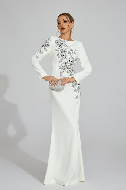 Yseult White Embroidered Maxi Dress