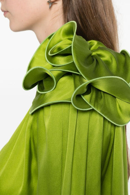 Zahirah Floral Appliqué Silk Blouse