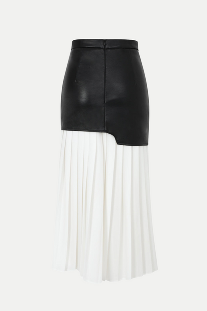 Zenobia Pleated Leather Midi Skirt - White