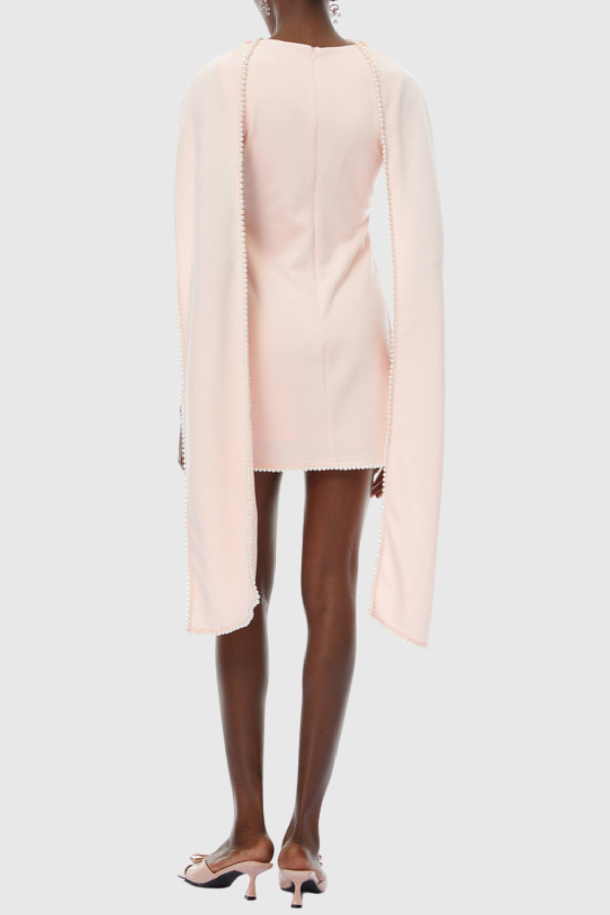 Zisel Pearl Trim Shawl Mini Dress - Pink