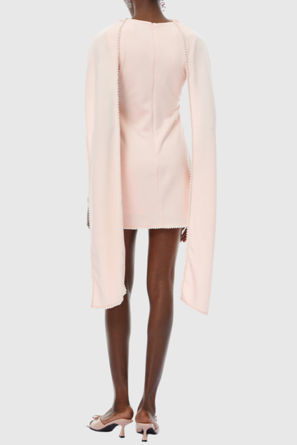 Zisel Pearl Trim Shawl Mini Dress - Pink