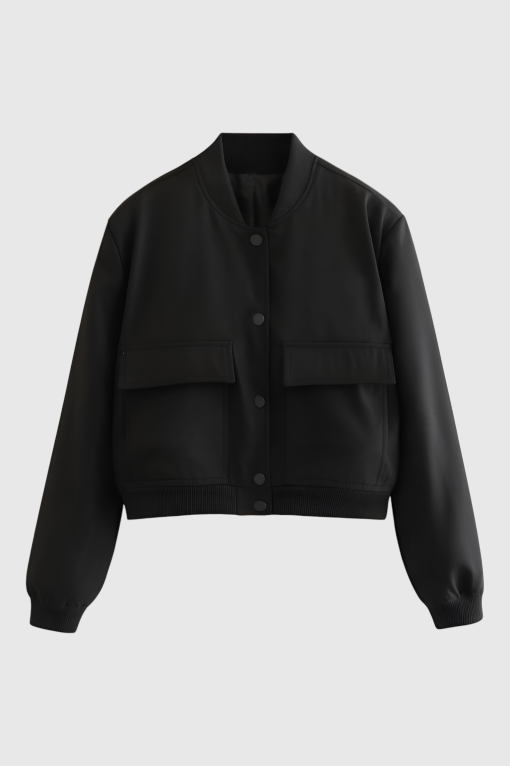 Maison Bomber Jacket | Ribbed O-Neck Button Front Relaxed Silhouette