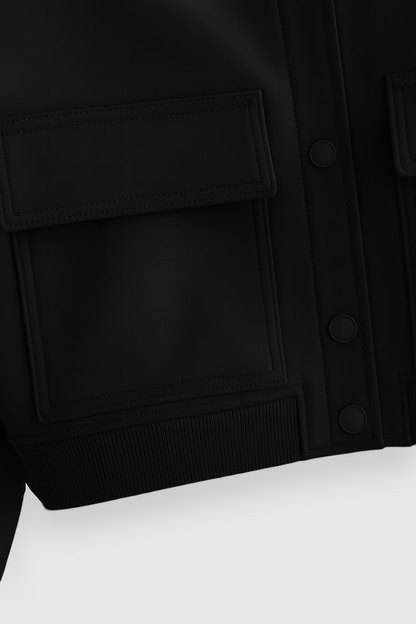 Maison Bomber Jacket | Ribbed O-Neck Button Front Relaxed Silhouette