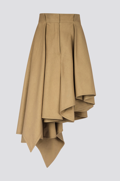Zyla Asymmetric Pleated Skirt