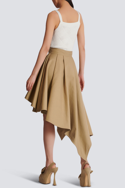 Zyla Asymmetric Pleated Skirt