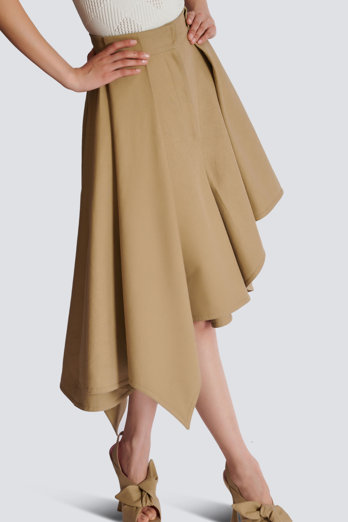 Zyla Asymmetric Pleated Skirt