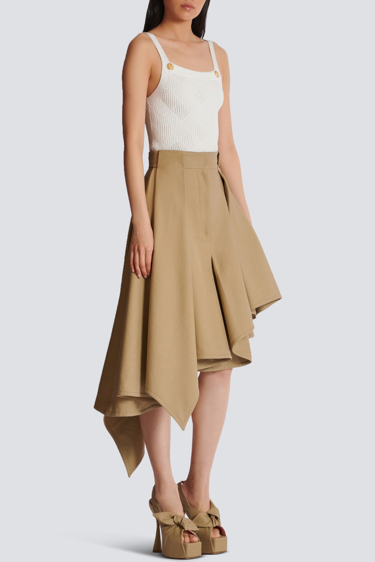 Zyla Asymmetric Pleated Skirt