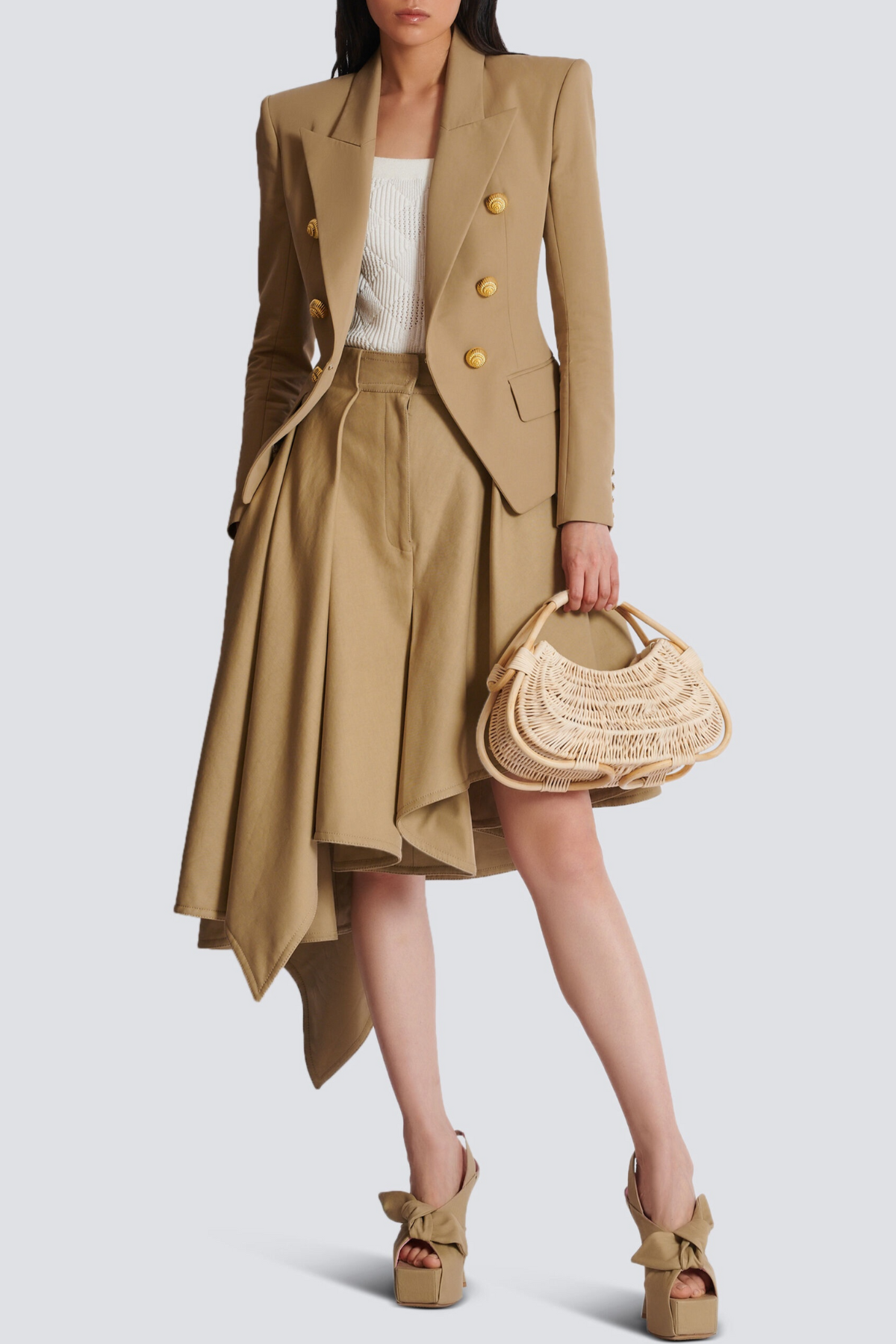 Zyla Asymmetric Pleated Skirt