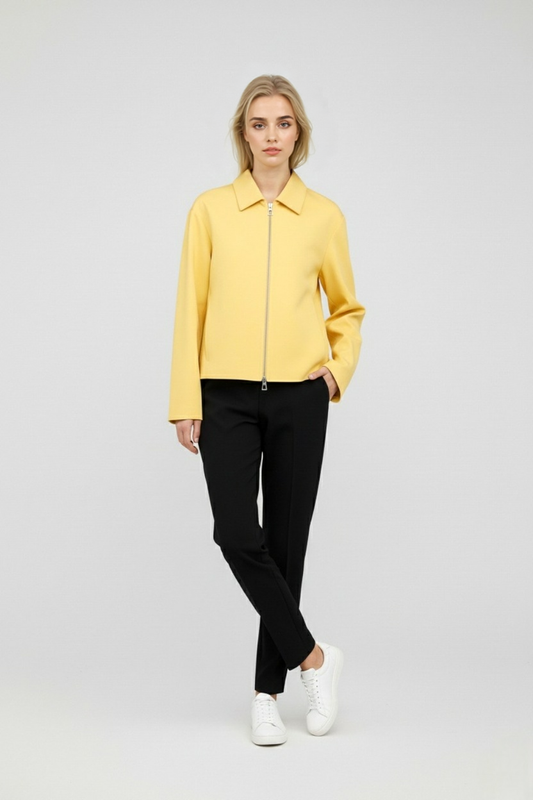 Maison Zip Front Jacket | Turn-Down Collar Relaxed Fit Winter