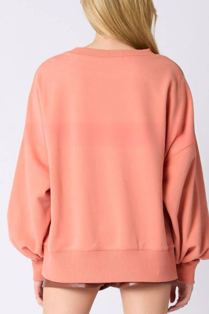 Halloween Coffee Sequin Top Loose Casual Sweatshirt