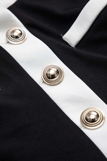 Contrast Metallic Button Short-Sleeve Shirt And Wide Leg Trousers Set