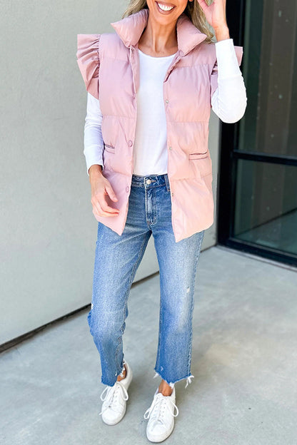 Chaleco con bolsillos y solapa abotonada y mangas con volantes de Remi 