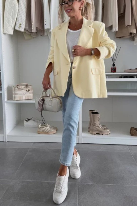 Solid Color Casual Lapel Long Sleeve Oversized Blazer