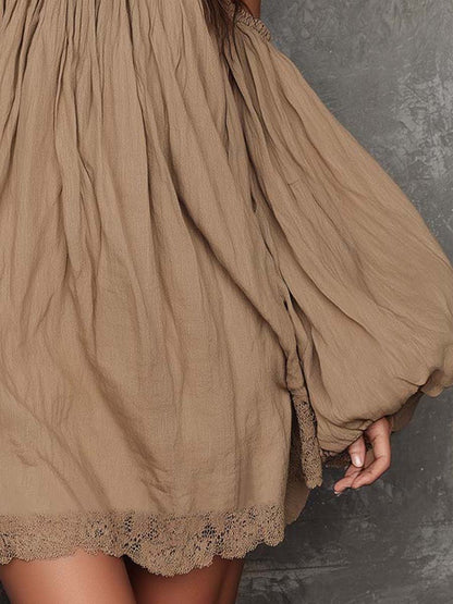Bohemian Ease Cotton-Linen Off-Shoulder Mini Dress