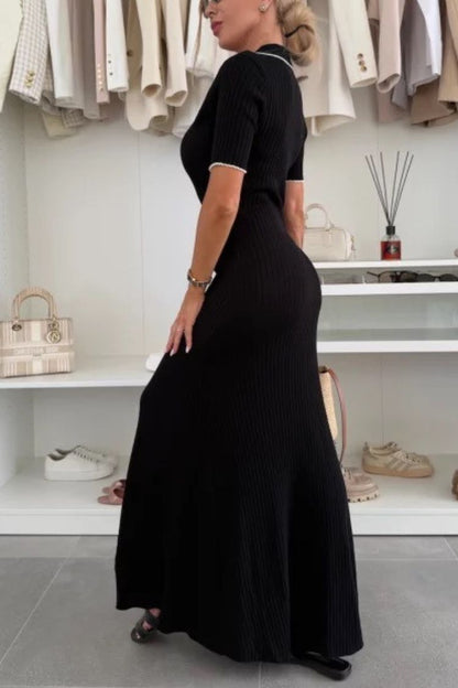 Solid Color Backless Off-shoulder Gathered Slim Maxi Dress