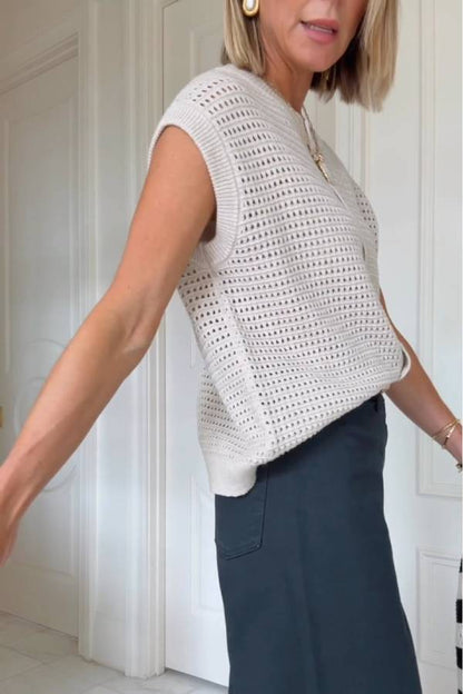 Chaleco de punto pointelle para mujer