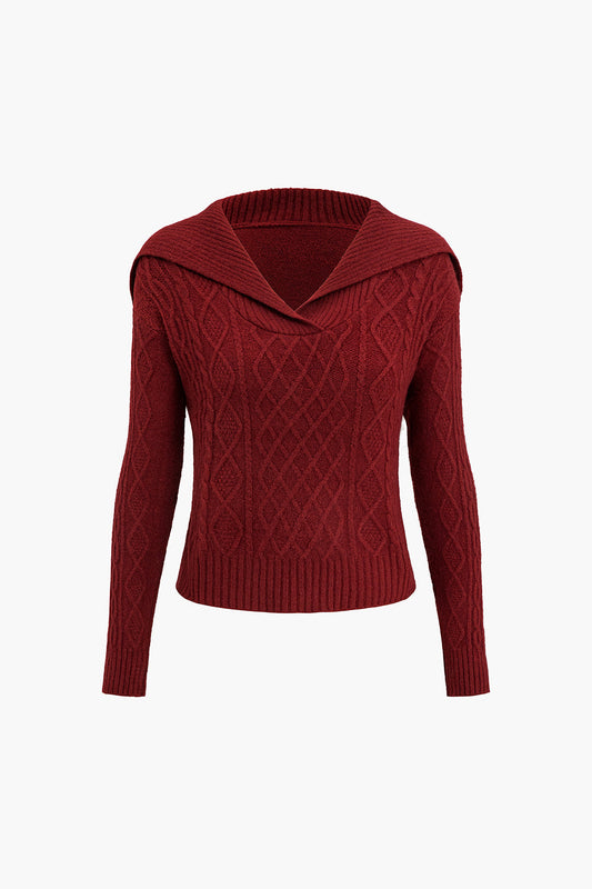 Cable Diamond Sweater Long-Sleeve Top